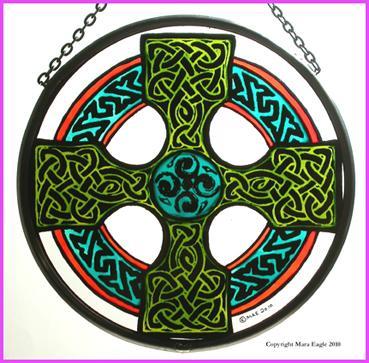 Celtic Cross, Green and Orange Roundel