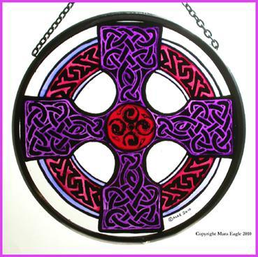 Celtic Cross, Mauve and Pink Roundel