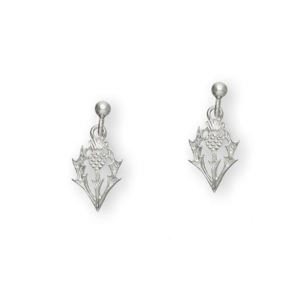 Scottish Thistle Sterling Silver Drop Earrings, E159