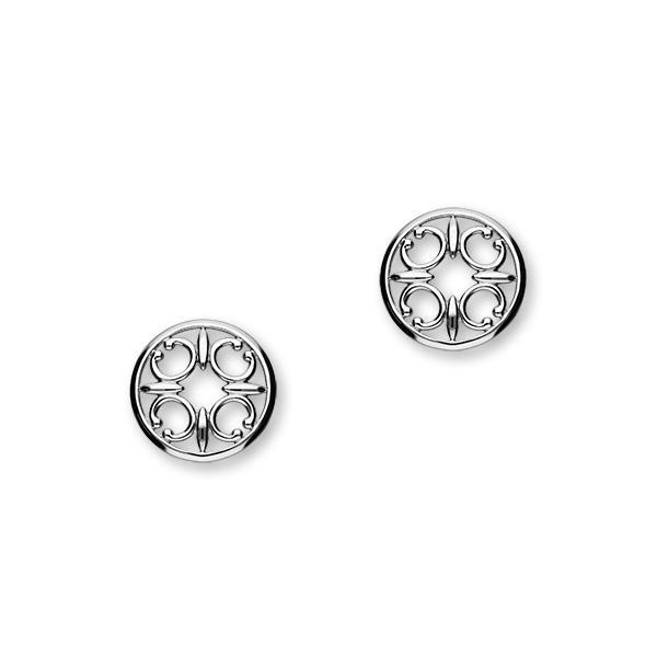 St Magnus Sterling Silver Cut-Out C Round Stud Earrings, E1912