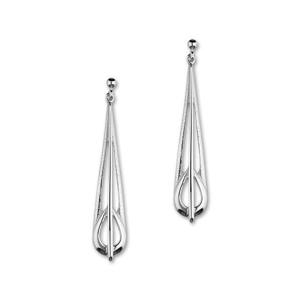 Charles Rennie Mackintosh Long Drop Sterling Silver Earrings, E265