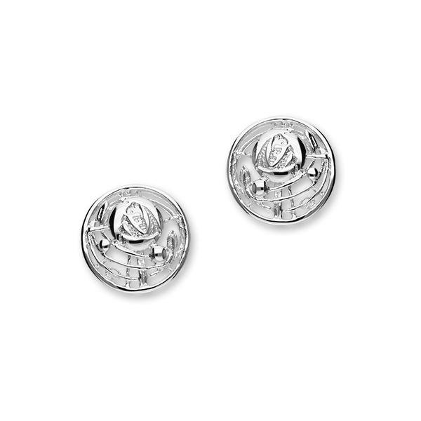 Charles Rennie Mackintosh Rose Sterling Silver Round Stud Earrings, E520