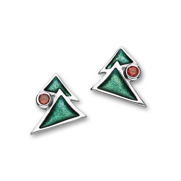 Festive Sterling Silver Cubic Zirconia & Enamel Christmas Tree Stud Earrings, ECE27