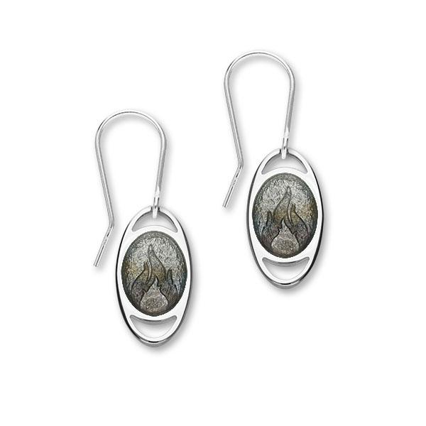Elements Fire Sterling Silver & Enamel Drop Earrings, EE 509 Charcoal