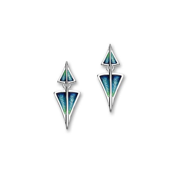 Aegean Sterling Silver & Aquamarine Enamel Short Drop Earrings, EE481