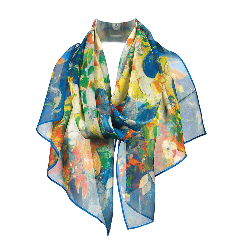 Gauguin Flowers Silk Chiffon Large Scarf