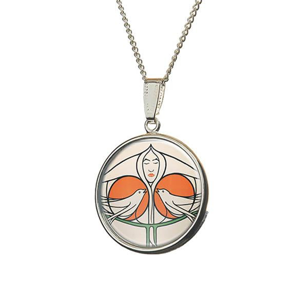 Mackintosh Lady With Doves Silver Plated Pendant