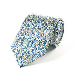 William Morris Broche Blue Silk Tie