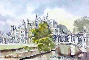 Bridge Of Sighs Cambridgeshire Watercolour