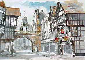 Chester, The Clock Cheshire Watercolour