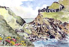 Tintagel, King Arthur'S Castle Cornwall Watercolour