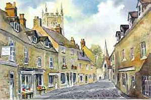 Stow On The Wold, Church St Gloucestershire Watercolour