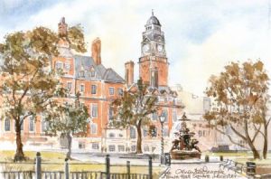 Town Hall Leicestershire Watercolour
