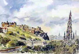 Edinburgh Skyline Watercolour