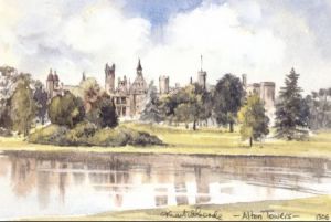 Alton Towers From River Staffordshire Watercolour