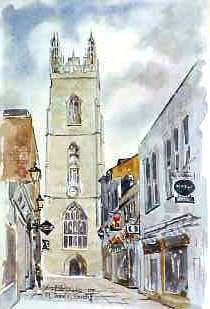 Cardiff, St John'S Watercolour