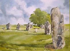 Avebury Stones, Wiltshire Watercolour