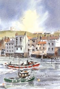 Whitby Harbour Yorkshire Watercolour
