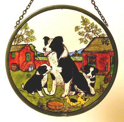 Border Collie and Pups Roundel