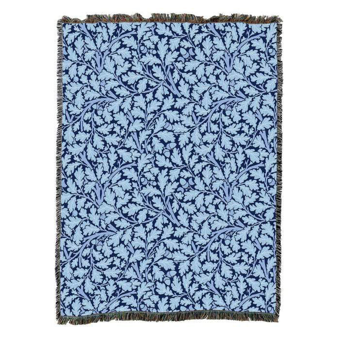 Oak Tree Blues William Morris Arts and Crafts Throw Blanket