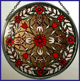 William Morris, Decorative Red Persian Motif Roundel