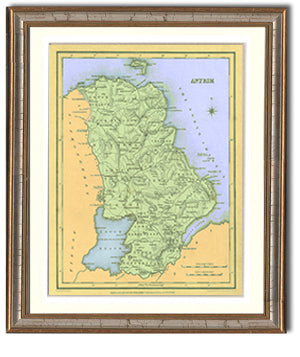 Antrim Irish County Map Framed