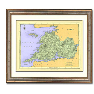 Clare Irish County Map Framed