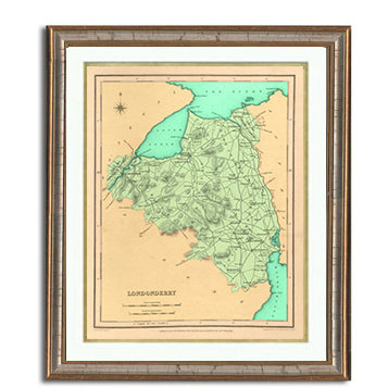 Derry Irish County Map Framed