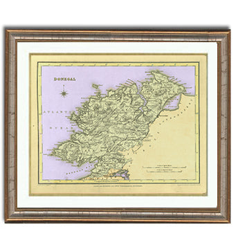 Donegal Irish County Map Framed