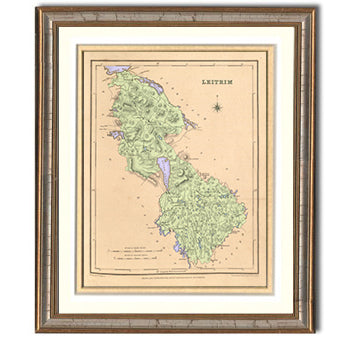 Leitrim Irish County Map Framed