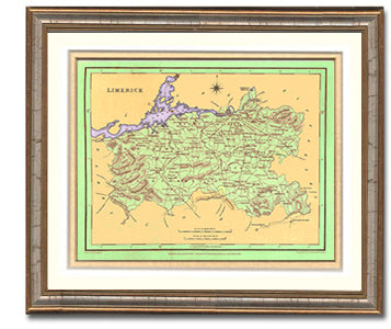 Limerick Irish County Map Framed