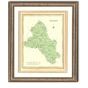 Monaghan Irish County Map Framed