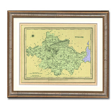 Tyrone Irish County Map Framed