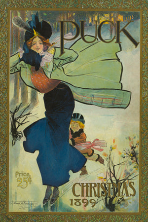 1899 Puck Art Nouveau Christmas Poster