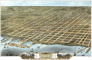 Erie, Pennsylvania 1870 Birdseye Map