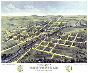 Northfield, Minnesota 1869 Birdseye Map
