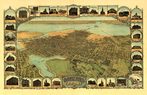 Oakland, California 1900 Birdseye Map