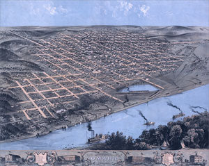 Omaha, Nebraska 1868 Birdseye Map