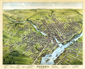 Bangor, Maine 1875 Birdseye Map
