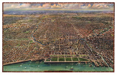 Chicago, Illinois 1916 Birdseye Map