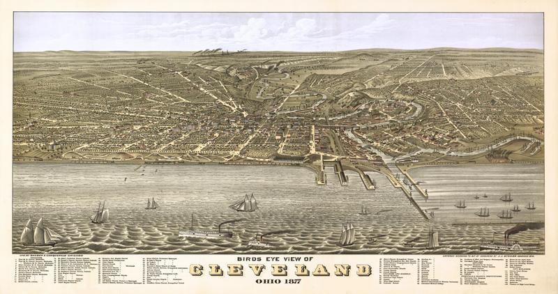 Cleveland, Ohio 1877 Birdseye Map