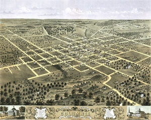 Columbia, Missouri 1869 Birdseye Map