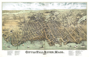 Fall River , Massachusetts 1877 Birdseye Map