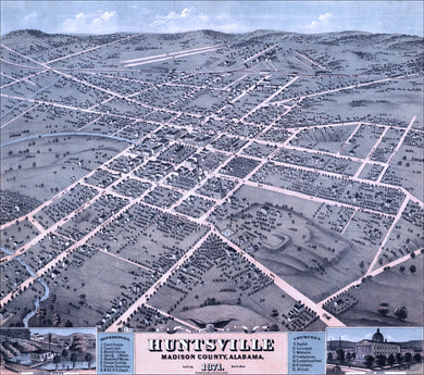 Huntsville, Alabama 1871 Birdseye Map