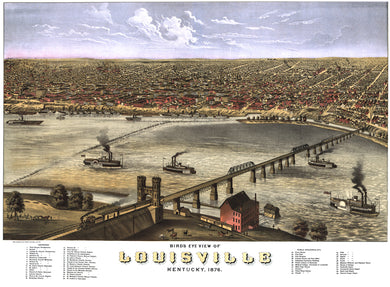 Louisville, Kentucky 1876 Birdseye Map