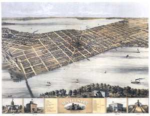 Madison, Wisconsin 1867 Birdseye Map