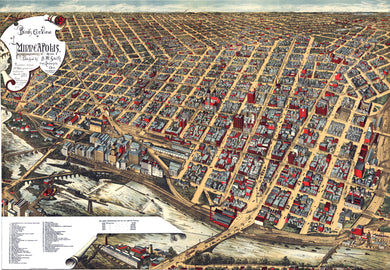 Minneapolis, Minnesota 1891 Birdseye Map