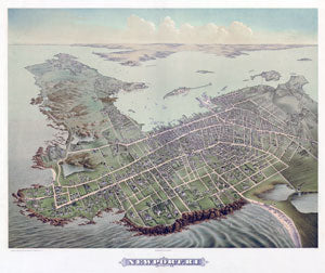 Newport, Rhode Island 1878 Birdseye Map