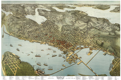 Seattle, Washington 1891 Birdseye Map