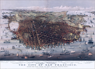San Francisco, California 1878 Birdseye Map